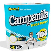 ROLLO DE COCINA CAMPANITA MEGA DOBLE HOJA 2X100UN