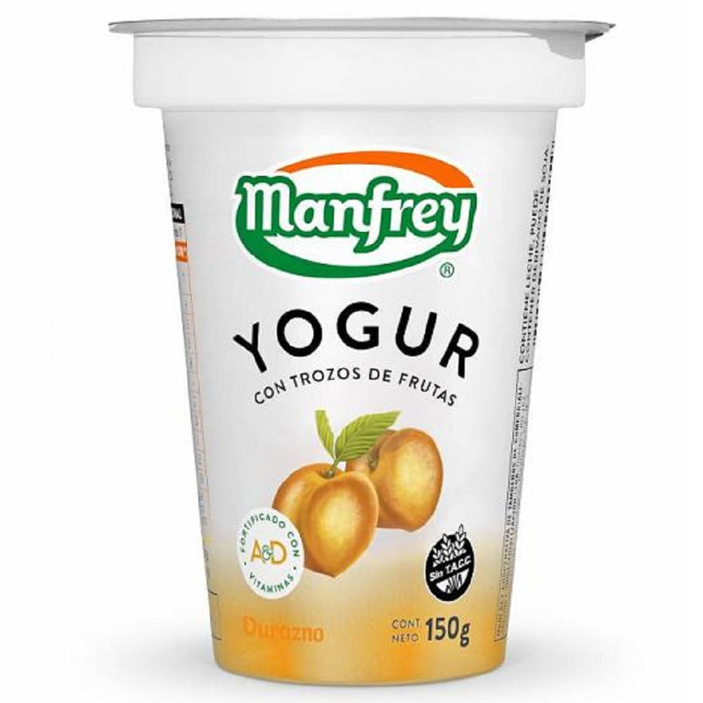 YOGUR MANFREY C/TROZOS DURAZNO X150GR