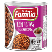 LENTEJAS SECAS REMOJADAS DE LA FAMILIA LATA X300GR